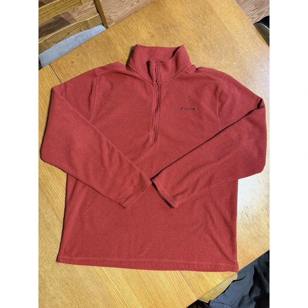 Killik Sweater Men's XL Red Waffle Knit 1/4 Zip Pullover Stretch Hunting